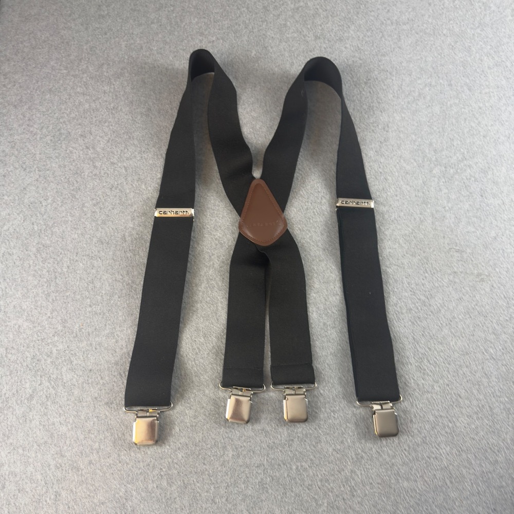 Carhartt Mens Heavy Duty Work Suspenders Black Adjustable X-Back Metal Clips